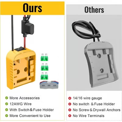 ⚡ 20V Battery Conversion Kit – Power Adapter with Switch & Fuse for DIY Electric Vehicles, RC Projects & Robotics