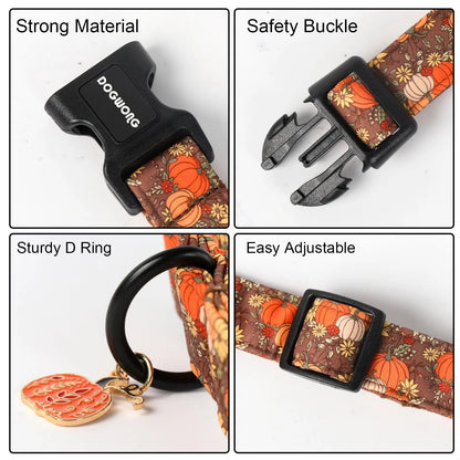 Fall Pumpkin Dog Collar | Adjustable Soft Padded Pet Collar with Pumpkin Charm 🎃🍂