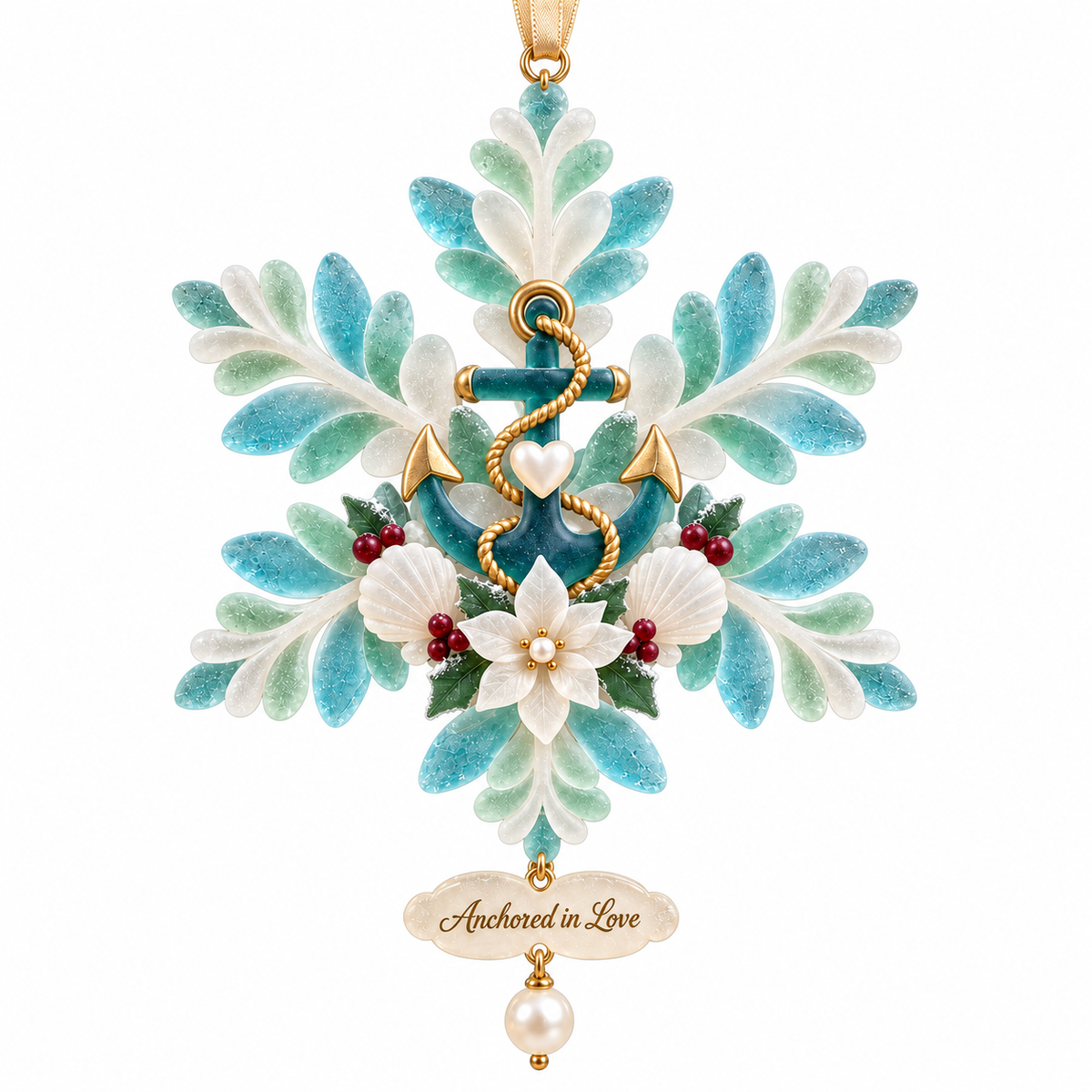 Coastal-style snowflake Christmas ornament