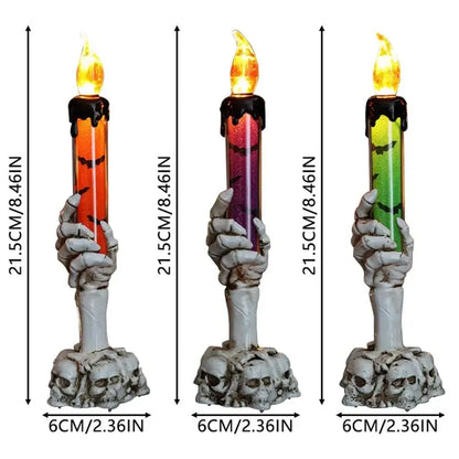 💀🕯️ Haunted Skeleton Hand Candle Light