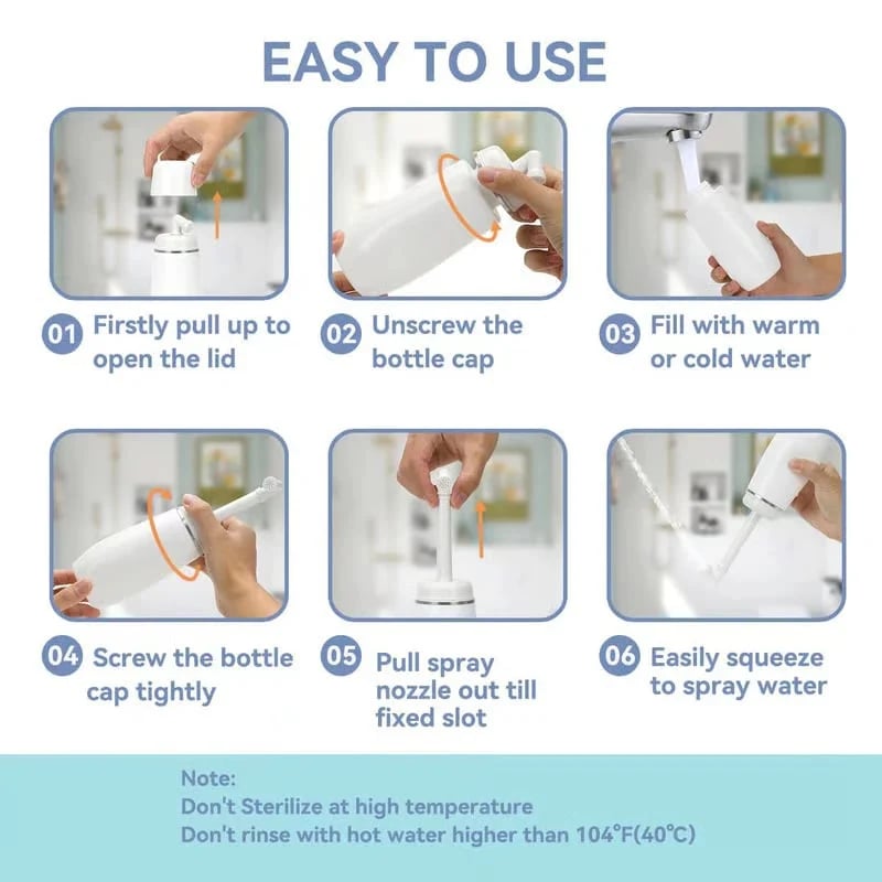 💧Portable Bidet 🧼– 🕌Perfect for Wudu & Daily Hygiene, 13.5 oz, Leak‐Proof