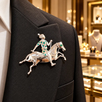 ✨ Handmade 925 Sterling Silver Equestrian Brooch – 2-in-1 Suit Pocket Accessory🐎🕴️