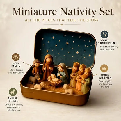 🔥Last Day 49% OFF - ✝️Religious Pocket-Size Mini Nativity Scene Set with Storage Box