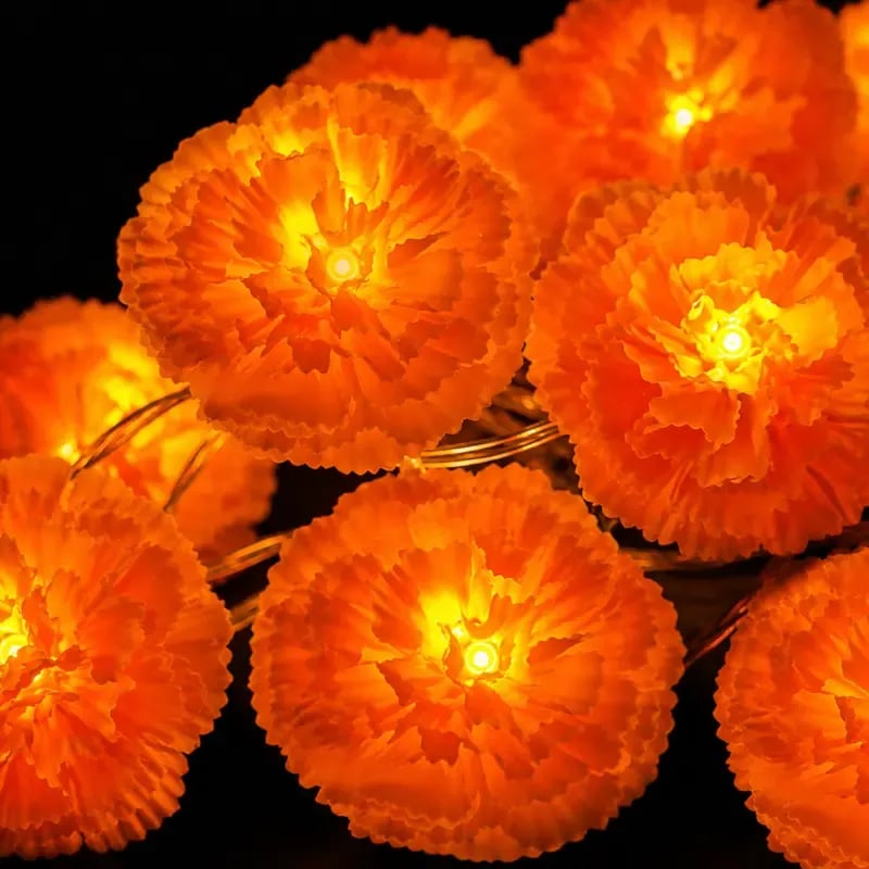 🔥Last Day 49% OFF -🏵️💀 Mexican Marigold Flower String Lights | 💕Death is not the end of life, forgetting is