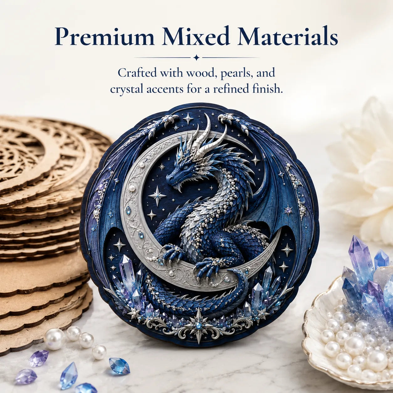 🐉 Moon Guardian Dragon 3D Wooden DIY Wall Art