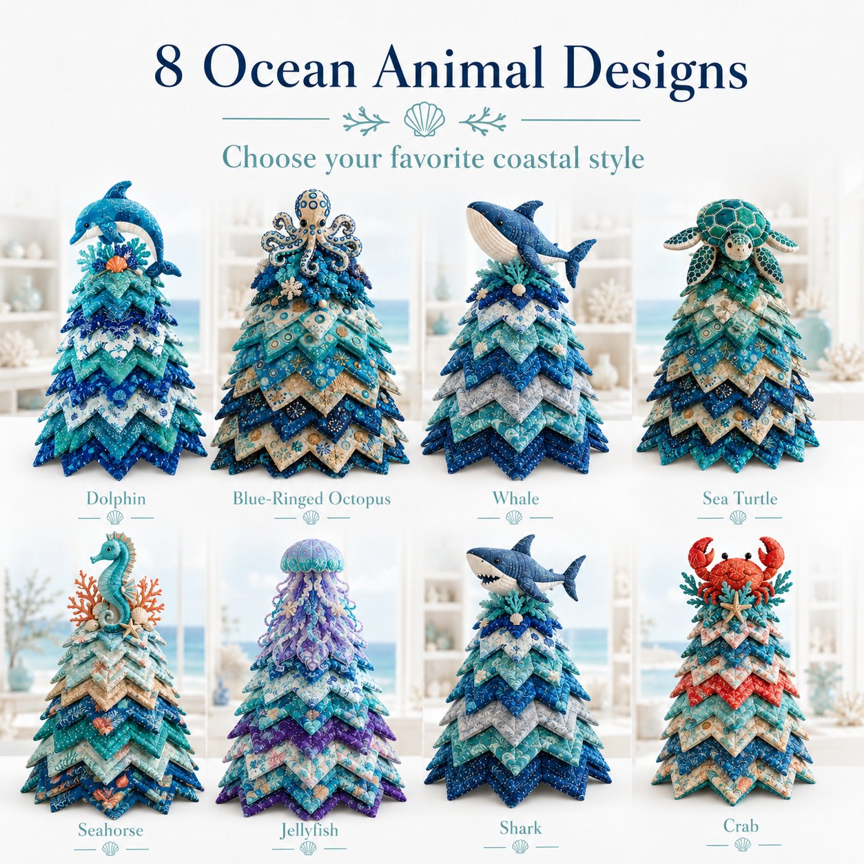 🔥 LAST DAY 49% OFF – 🌊 Ocean Dreams Layered Fabric Tree Craft Kit | Create a Freestanding Coastal Centerpiece with Coordinated Fabrics & Marine Topper 🐚✨
