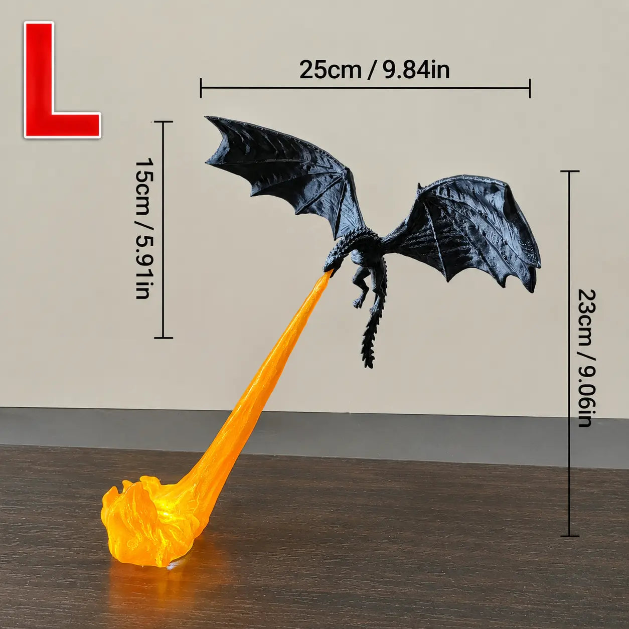 🔥  🐉| 3D Fire-Breathing Dragon LED Display – Fantasy Bookshelf Decor with Glowing Flame