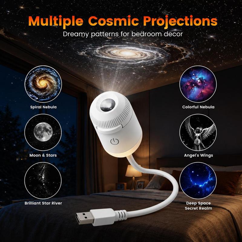 USB flexible galaxy star projector in bedroom