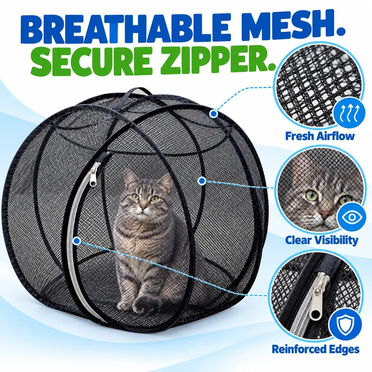 ⏳ Last Day 49% OFF – 🐱 Pop Up Cat Playpen | 32-Inch Breathable Mesh Enclosure for Indoor & Outdoor Use 🌿