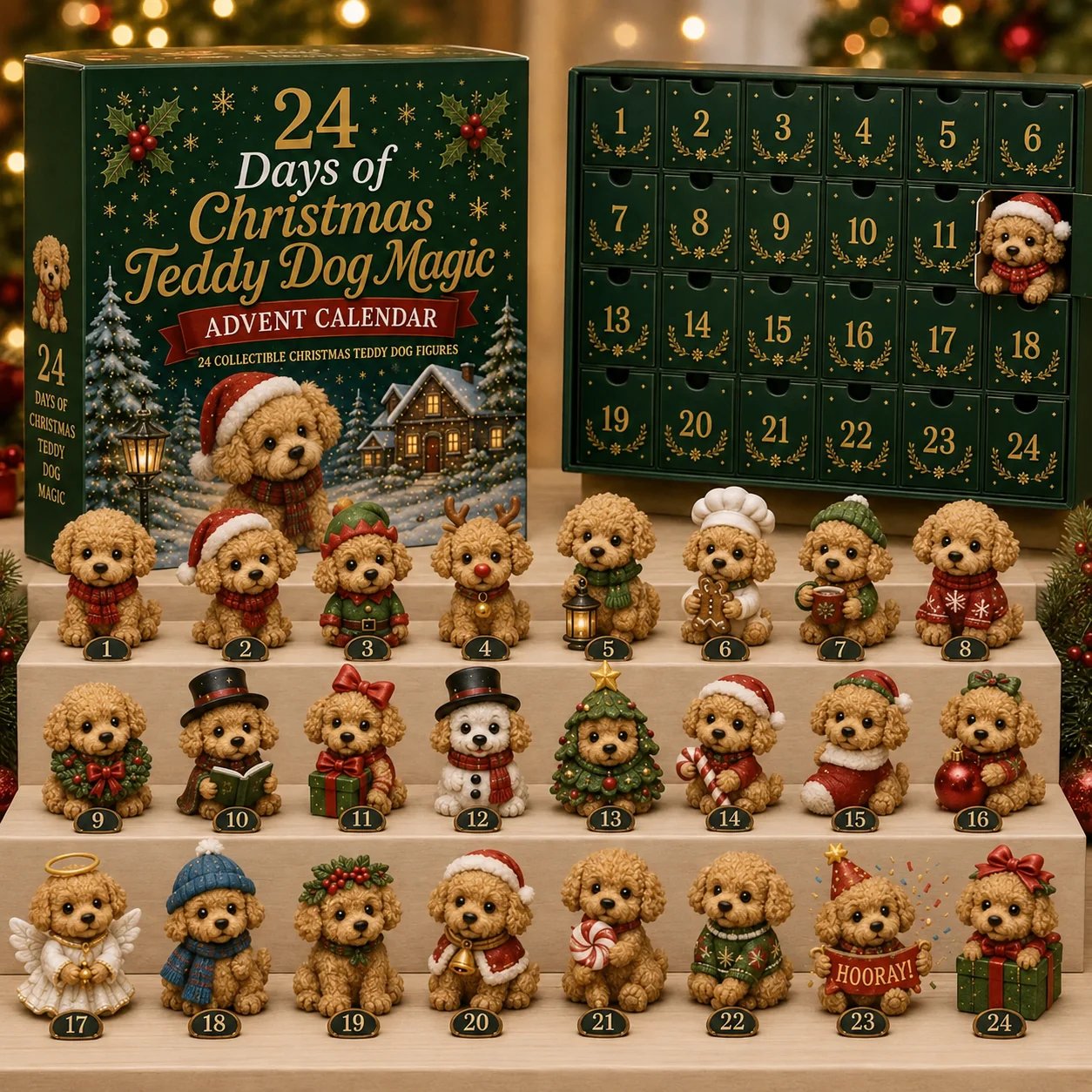 🔥50% Off Last Day🔥 - 🐶 24 Days of Christmas Teddy Dog Magic Advent Calendar – 24 Collectible Holiday Puppy Surprises