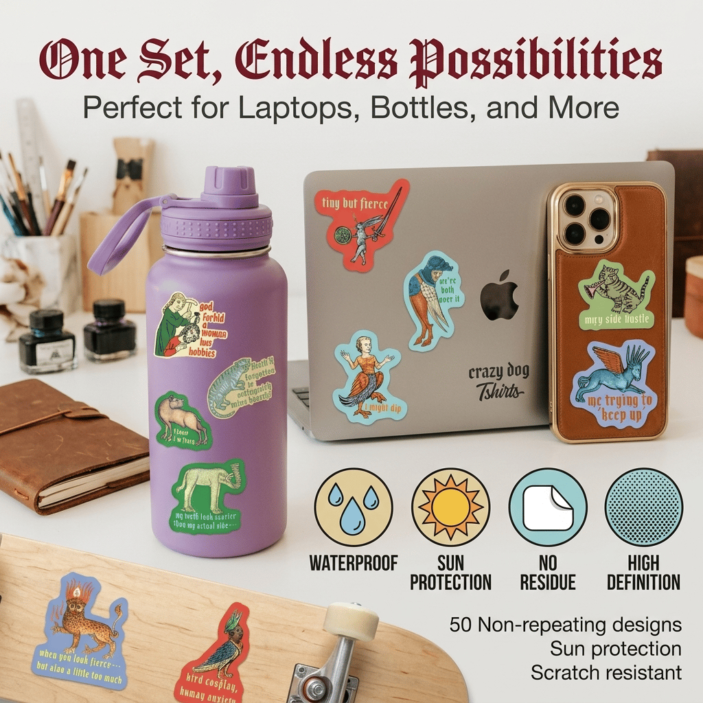 🎁Last Day Promotion 49% OFF🔥50‐Pack Medieval Meme Stickers – Extra‐Large, Waterproof, Peel & Stick