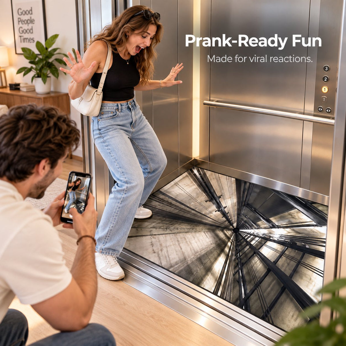 😱Optical Illusion Pit Floor Mat｜Realistic Bottomless Hole Design for House Parties and Photo Booth Decoration