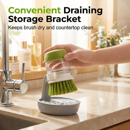 🔥HOT SALE🔥Palm Soap Dispenser Dish Brush with Storage Bracket Holder (2 Replacement Brush Heads)