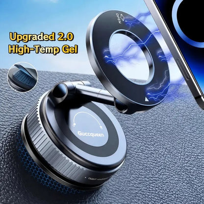 Foldable Magnetic Car Phone Holder – 20 N52 Magnets, Heat-Resistant Suction Base for MagSafe & All Phones