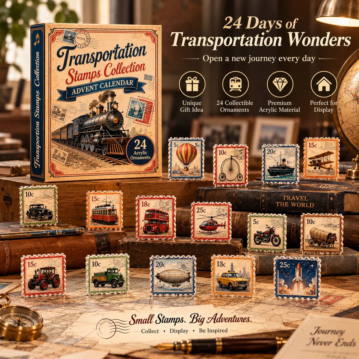 ✈️ Stamp Your Way Around the World: Transportation Stamps Advent Calendar 2026