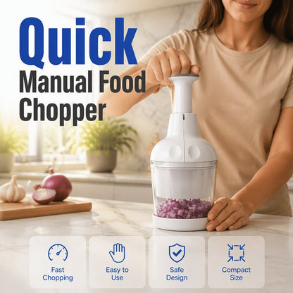 Manual Food Chopper with Rotating Stainless Steel Blade