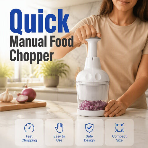Manual Food Chopper with Rotating Stainless Steel Blade
