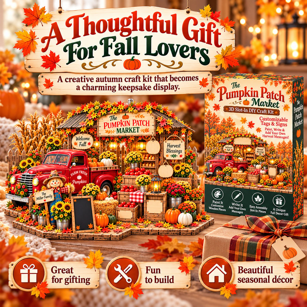 🍂 Pumpkin Patch Market 3D Slot-In DIY Craft Kit