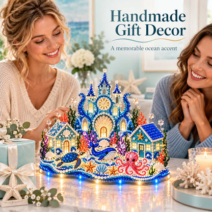 🌊 Glowing Underwater Village 3D Diamond Painting Kit – Make Your Own Light-Up Ocean Castle