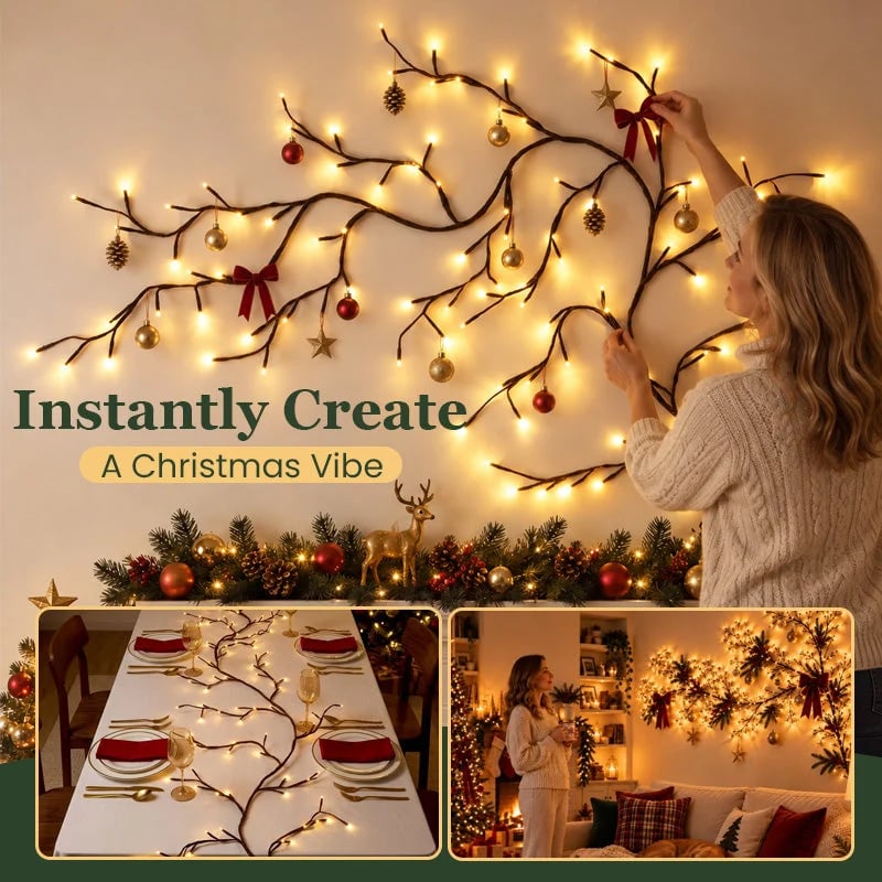 ✨ Flexible LED Branch Lights | Remote-Controlled Holiday Wall Decor(📦Buy 2 Free Shipping)