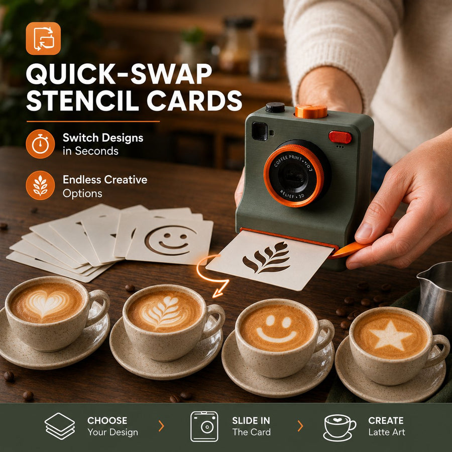 Latte art camera positioned over coffee cup