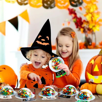 🎃🍬30 PCS Halloween Candy Card Kit with Clear Candy Holders & Adhesive Stickers – DIY Trick or Treat Party Favors