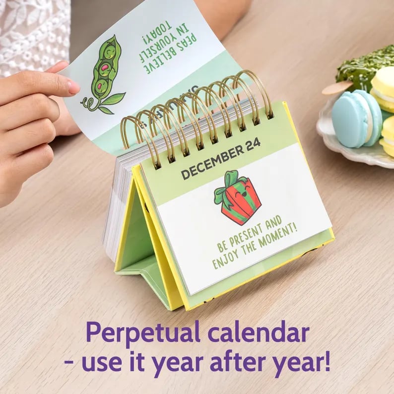 Funny Motivational Desk Calendar – Perpetual Daily Flip Calendar with Cute Puns, Inspirational Office Decor & Gift Idea