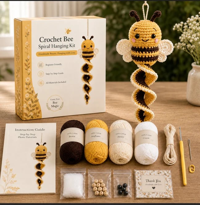 🔥LAST DAY 50% OFF - 🎁Crochet Spiral Hanging Kit – Beginner-Friendly DIY Garden Animal Decor 🧶🌿
