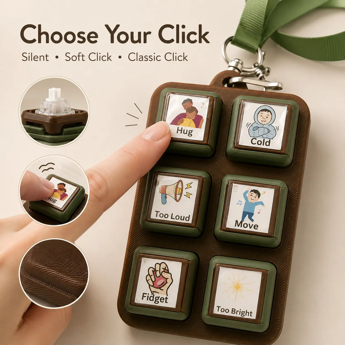 Communication Clicker | Interchangeable Assistive Tool for Special Education & Autism
