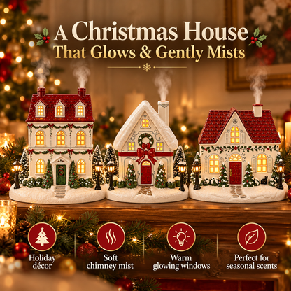 🎅 Lighted Christmas Village Aroma Diffuser – Chimney Mist & Glowing Windows