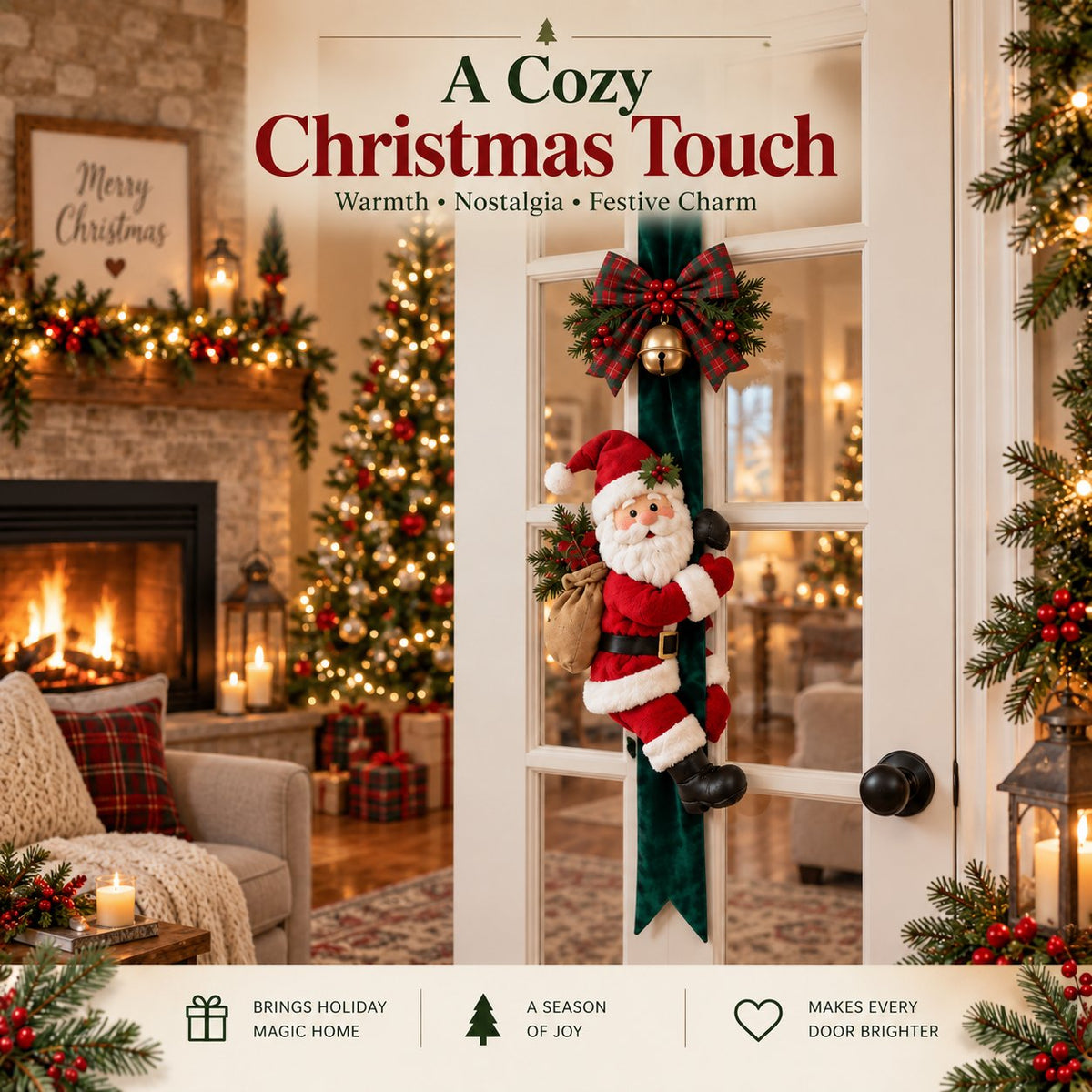 🎄Christmas Door Hugger – Santa or Reindeer Plush Hanging Decor