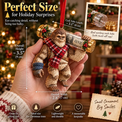 🎄👣 3D Bigfoot Christmas Cash Gift Ornament – Holiday Money Holder Keepsake ✨