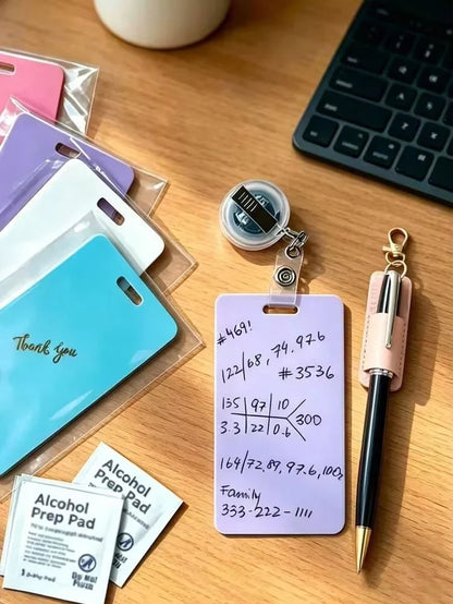 🩺Erasable Badge Note | Dual-Side Writable, Fade-Proof & No Blur (🖊Write. Wipe. Repeat.) 🎁Free Badge Clip Included📋