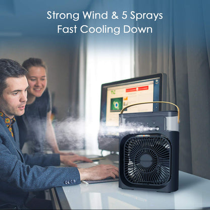 Portable Air Cooler Fan with 5 Spray Misting & 7 Color LED Night Light