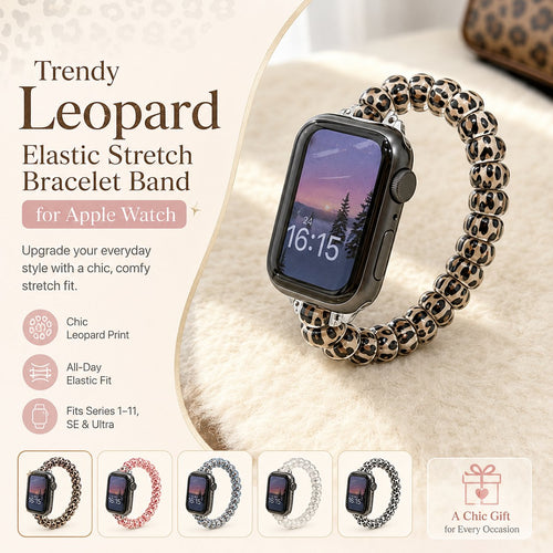 🐆 Trendy Leopard Elastic Stretch Bracelet Band for Apple Watch (Buy 2 Save Extra 5%!) ✨