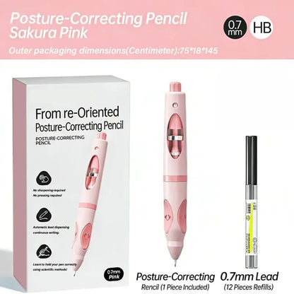 ✏️Write Right Ergonomic Pen Grip Writing Aid – Self-Advancing Posture-Training Pencil with 12 Refills
