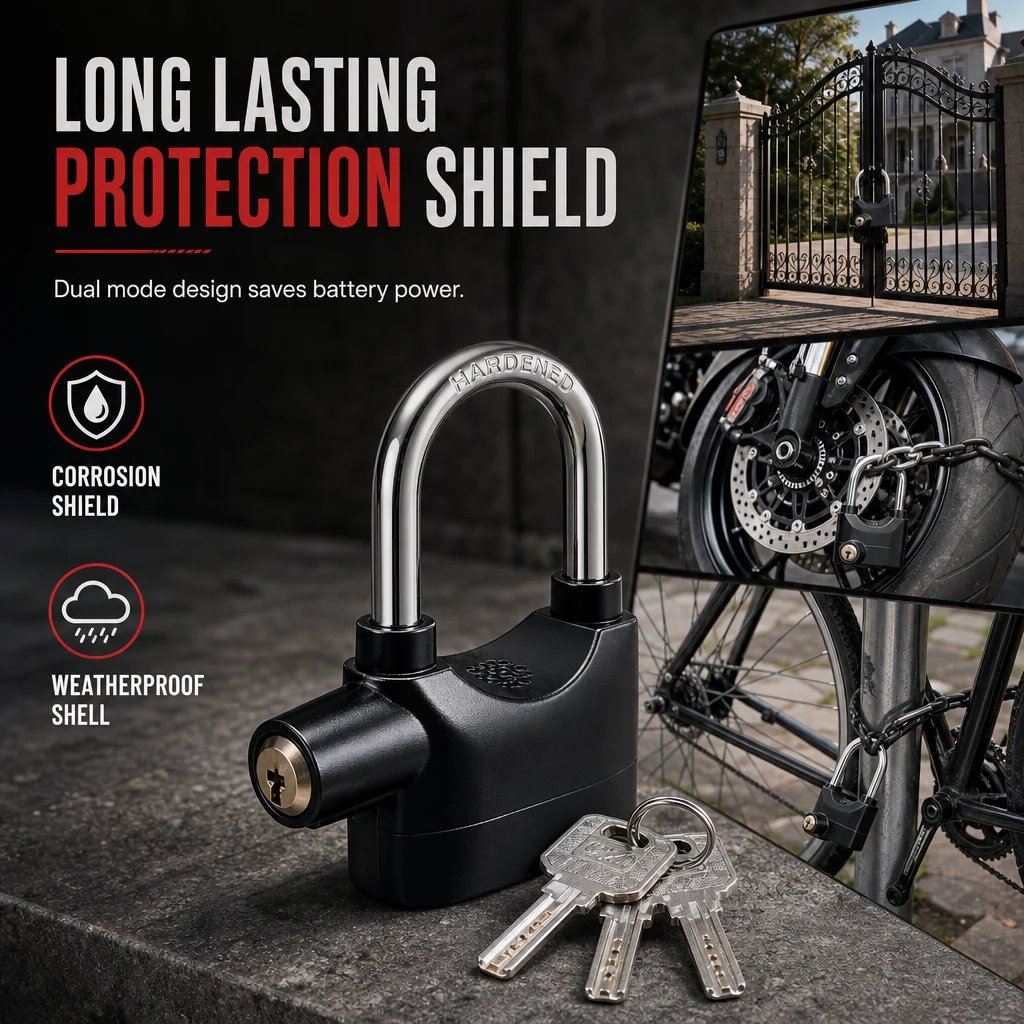 🚨Heavy-Duty Alarm Security Lock – Aluminum Alloy Anti-Theft Protection for Gates, Bikes & Storage