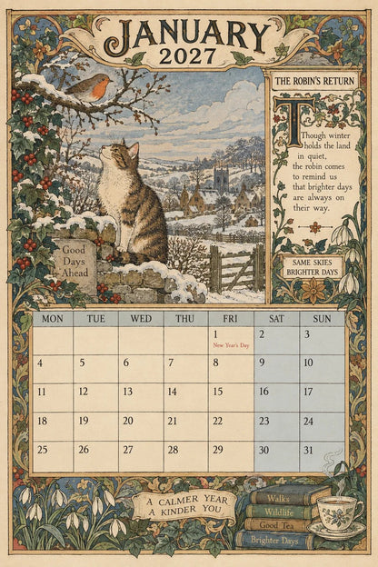 A Year in Britain 2027 – Vintage Storybook Wall Calendar