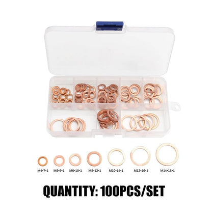 📢📢50% OFF !! ⏰200 PCS Copper Flat Washer Assortment Kit（50% OFF）