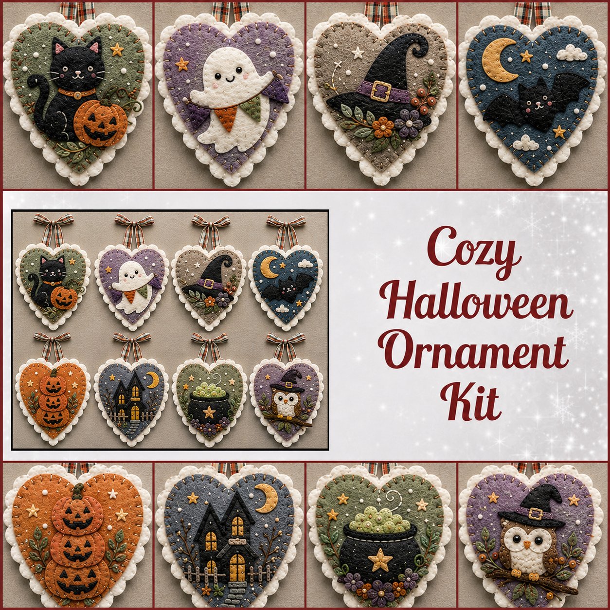 ⏳ Last Day 49% OFF – 🐦 Beginner-Friendly Winter Bird Felt Heart Ornament Sewing Kit Collection | Complete Kit with Pre-Cut Felt, Sewing Materials & Step-by-Step Guide Included 💕