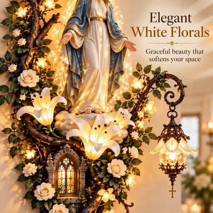 Illuminated Virgin Mary Floral Wall Decor