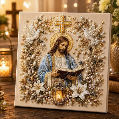 ✝️DIY Jesus Pearl Art Kit | 3D Pearl-Style Christian Artwork for Prayer Corners & Faith Gifts