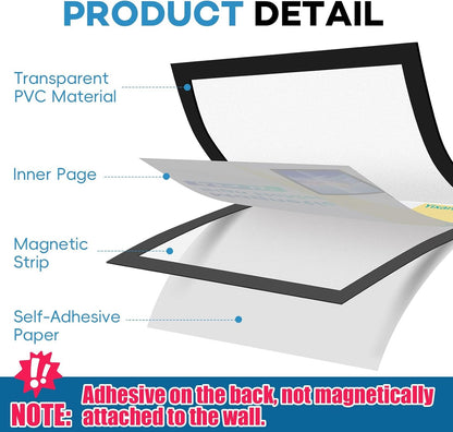 🔥Last Day 50% OFF - 📌📄4-Pack Magnetic Sign Holders, 8.5×11 Inch Clear PVC Document Frames for Wall & Window