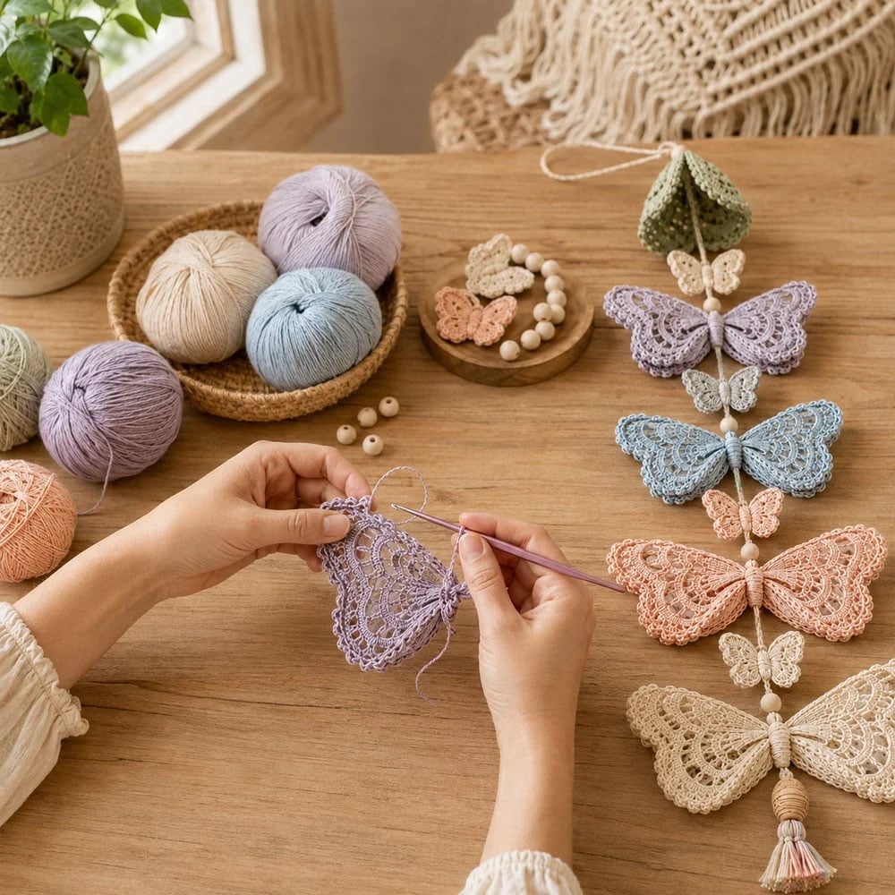 ❤️Beginner-Friendly🦋Butterfly Garden Cascade DIY Crochet Kit