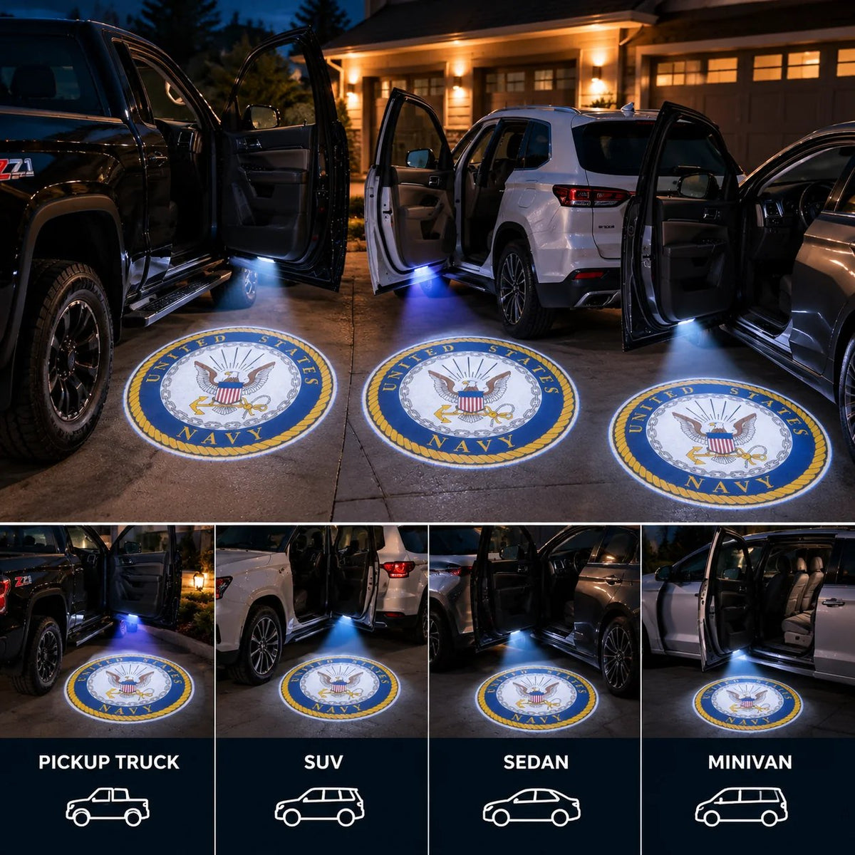 🇺🇸 Pride Shine Car Welcome Light | Patriotic Door Projection for Veterans & Military Families 🎖️