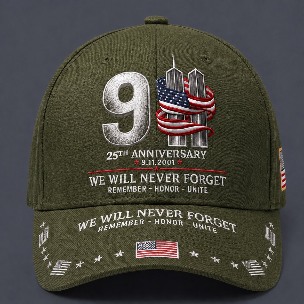 🔥LAST DAY 50% OFF - 9/11 25th Anniversary We Will Never Forget Embroidered Memorial Baseball Cap – Unisex Patriotic Memorial Hat🧢 100% Cotton