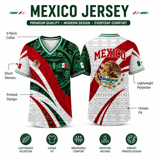 Mexico-Inspired Unisex V-Neck Jersey Shirt for Summer