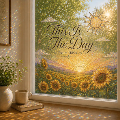 ✝️ Scripture Window Sticker | 28×22in Faith-Inspired Window Art With Peaceful Bible Scenes For Home Decor, Prayer Corners & Christian Gifts 🌄