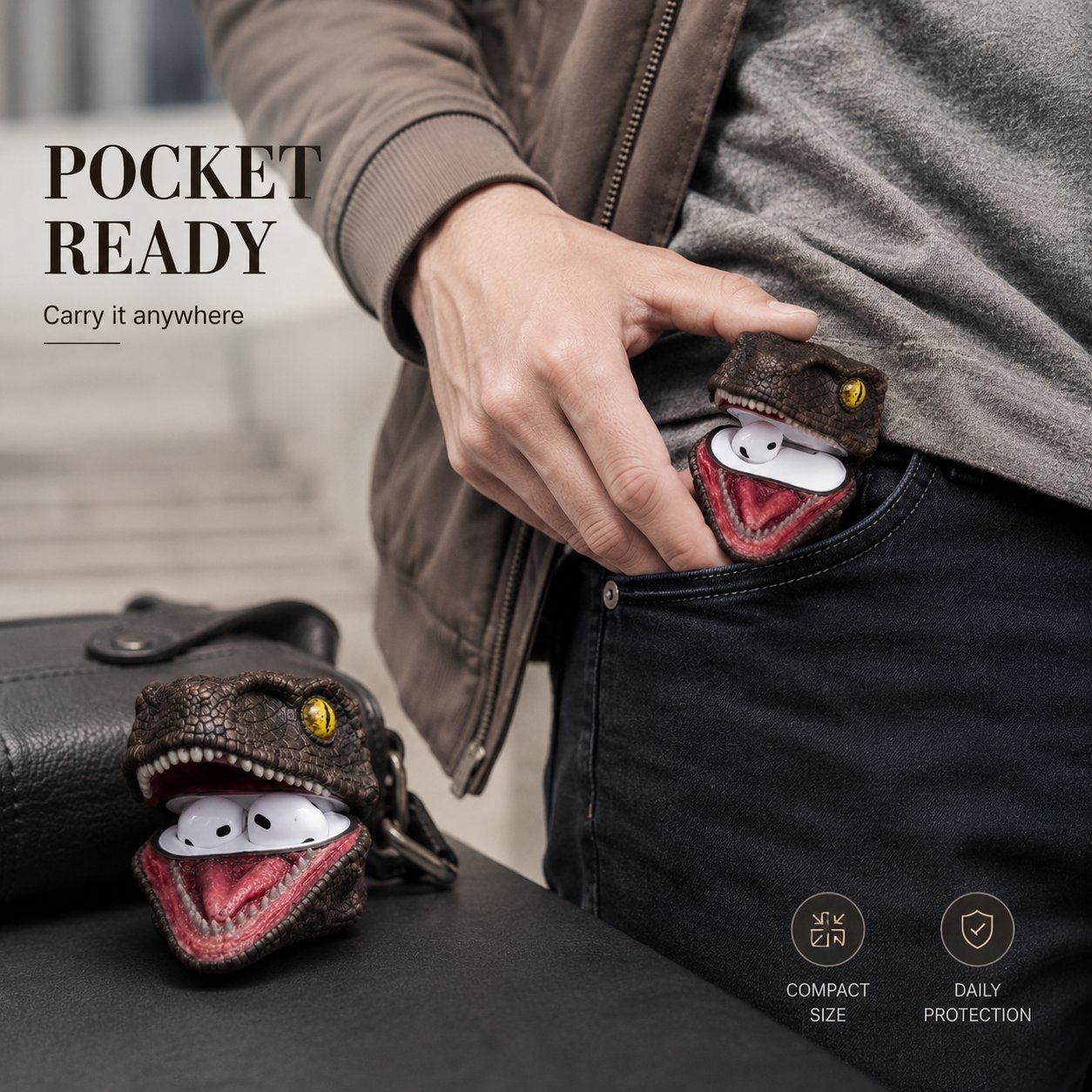 🦖Velociraptor Skull Headphone Case