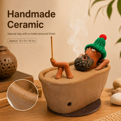 Lazy Bath Man Incense Burner 🛁🧘